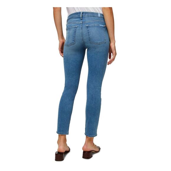NWT 7 FOR ALL MANKIND Womens Blue Zippered Pocketed Ankle Skinny Jeans 28 - Picture 2 of 5